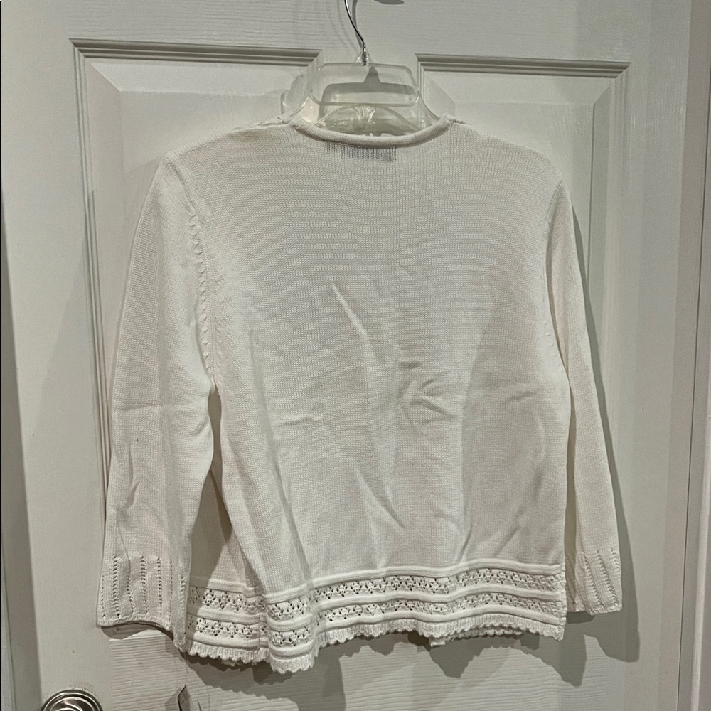 Notations Ivory Lace-Trim Cardigan - Picture 6 of 6